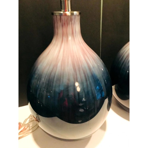 Tahari pair of Ceramic Table Lamps-Danish mod splatter - Picture 6 of 7